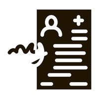 contrat d'assurance icône de document médical illustration vectorielle de glyphe vecteur