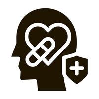 illustration de glyphe vectoriel icône traitement coeur et tête