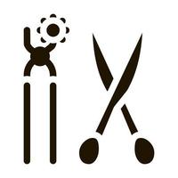ciseaux d'artisanat en cuir et outil de poinçon icône illustration vectorielle de glyphe vecteur