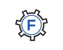 modèle de conception de logo de vitesse lettre initiale f. logotype d'ingénieur en engrenages vecteur