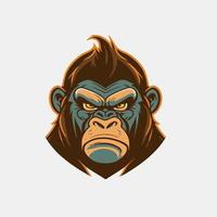 tête de gorille logo animal personnage logo mascotte vecteur dessin animé modèle de conception