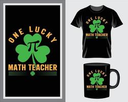 un professeur de mathématiques chanceux st. vecteur de conception de t-shirt et tasse de citation de patrick