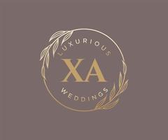 xa initiales lettre modèle de logos de monogramme de mariage, modèles minimalistes et floraux modernes dessinés à la main pour cartes d'invitation, réservez la date, identité élégante. vecteur