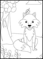 jolis coloriages de renard pour les enfants vecteur