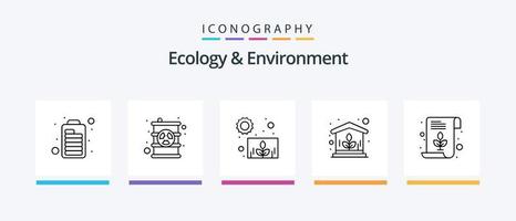 pack d'icônes écologie et environnement ligne 5, y compris le rayonnement. feuille. conventionnel. vert. environnement. conception d'icônes créatives vecteur