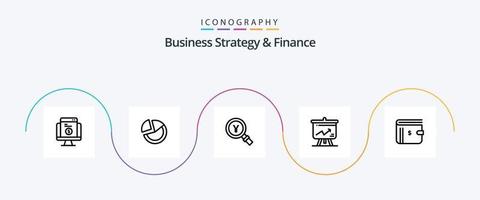 stratégie d'entreprise et pack d'icônes de la ligne 5 des finances, y compris la recherche. Japonais . statistique. Japon . vecteur