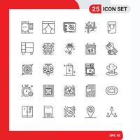 25 lignes vectorielles thématiques et symboles modifiables d'activités de loisirs stratégie tactique de théâtre éléments de conception vectoriels modifiables vecteur