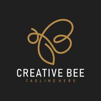 création de logo lettre initiale b abeille. modèle de logo d'abeille. vecteur