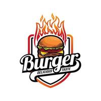 illustration du logo vectoriel de hamburgers chauds. emblème de hamburgers modernes. art vectoriel.