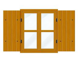 fenêtre en bois ouverte avec volets et verre transparent vecteur