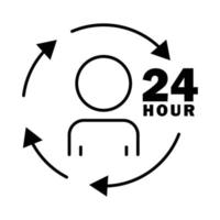illustration d'icône de routine. icône de personnes avec flèche et 24 heures. icône liée au mode de vie. style d'icône de ligne. conception de vecteur simple modifiable