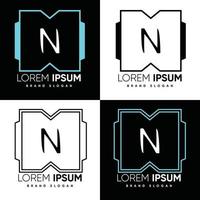 logo de lettre n unique abstrait de technologie avec vecteur premium de style moderne créatif