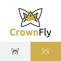 papillon couronne d'or royaume prince ligne logo d'entreprise vecteur