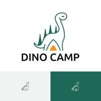 dino camp dinosaure tente pin montagne logo vecteur