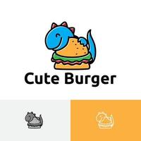 logo de dessin animé de personnage de mascotte de nourriture de restaurant de burger mignon vecteur