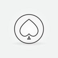 pique carte à jouer costume en cercle vecteur ligne de concept icône ou symbole