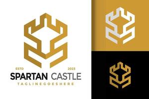 château spartiate logo logos élément de conception modèle d'illustration vectorielle stock vecteur