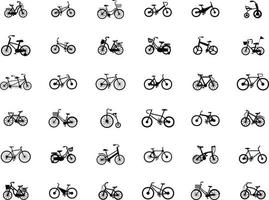 ensemble de silhouettes de vélos différents. illustration vectorielle. vecteur