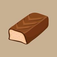 une tranche de gaufrette au chocolat. collations et élément de design alimentaire illustration vectorielle vecteur