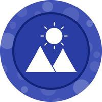 soleil unique sur l'icône de glyphe de vecteur de montagne