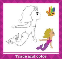 trace et couleur pour les enfants, sirène no 18 illustration vectorielle. vecteur