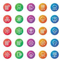 icônes de contour de badge pour le Big Data. vecteur