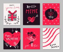 Collection de Doodle rouge et noir de Valentine Doodle Hand Drawn vecteur