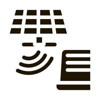 transmission du signal solaire à l'icône de l'ordinateur illustration vectorielle de glyphe vecteur