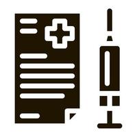 illustration de glyphe de vecteur d'icône de rapport médical d'injection