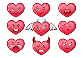 Cœur mignonne Valentine Emoji Set vecteur