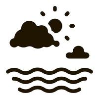 temps nuageux sur l'illustration de glyphe de vecteur d'icône de mer