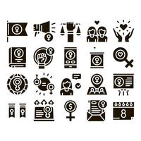 vecteur de jeu de glyphes de puissance féminine féminisme