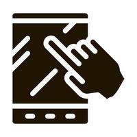 illustration de glyphe de vecteur icône tablette tactile main