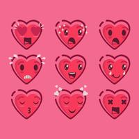 Cute Valentine Emoji de coeurs vecteur