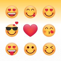 Set d'Emoji Love Valentines Day vecteur
