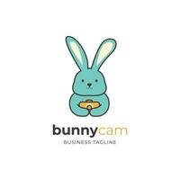 concept de conception de logo de caméra lapin vecteur