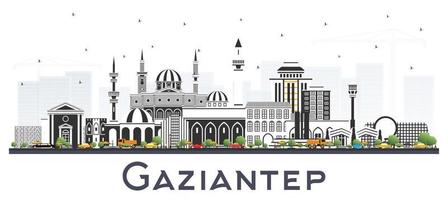 horizon de la ville de gaziantep turquie avec des bâtiments de couleur isolés sur blanc. vecteur