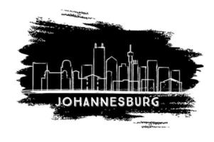 silhouette d'horizon de la ville de johannesburg en afrique du sud. croquis dessiné à la main. vecteur
