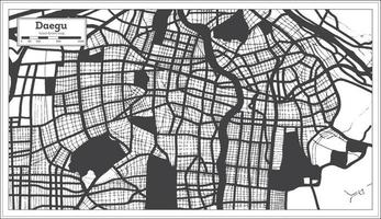 carte de la ville de daegu corée du sud en noir et blanc dans un style rétro. carte muette. vecteur