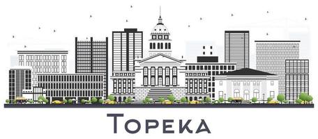 topeka kansas city skyline avec des bâtiments gris isolés sur blanc. vecteur