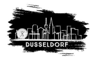 silhouette d'horizon de ville de dusseldorf allemagne. croquis dessiné à la main. vecteur