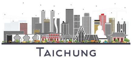 taichung taiwan city skyline avec des bâtiments gris isolés sur blanc. vecteur