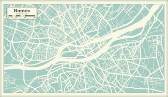 plan de la ville de nantes france dans un style rétro. carte muette. vecteur