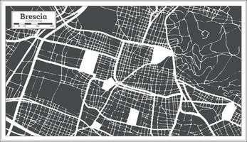 plan de la ville de brescia italie en noir et blanc dans un style rétro. carte muette. vecteur