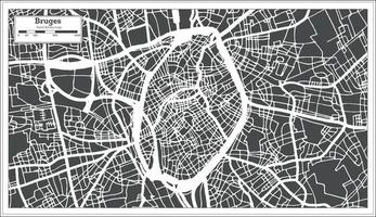 plan de la ville de bruges dans un style rétro. carte muette. vecteur