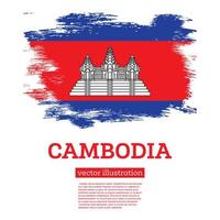 drapeau du cambodge avec des coups de pinceau. le jour de l'indépendance. vecteur