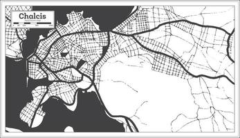 plan de la ville de chalcis grèce en noir et blanc dans un style rétro. carte muette. vecteur