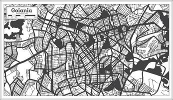 plan de la ville de goiania brésil en noir et blanc dans un style rétro. carte muette. vecteur