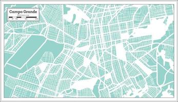 plan de la ville de campo grande brésil dans un style rétro. carte muette. vecteur