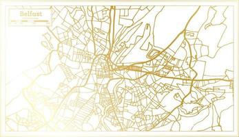 plan de la ville de belfast en irlande dans un style rétro de couleur dorée. carte muette. vecteur